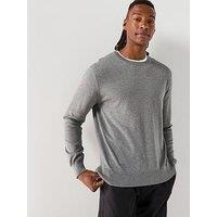 Calvin Klein Supima Cotton Crew Neck Knitted Jumper - Grey