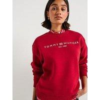 Tommy Hilfiger Logo Crew Neck Sweater - Red