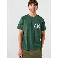 Calvin Klein Ck Overlap Logo Graphic T-Shirt - Dark Green