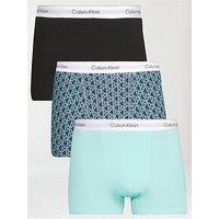 Calvin Klein Underwear 3 Pack Relaxed Dart Icon Cotton Stretch Trunks - Assorted