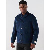 Calvin Klein Double Faced Wool Blend Chore Jacket - Dark Blue