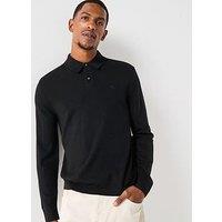 Calvin Klein Long Sleeve Merino Knitted Polo Top - Black