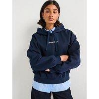 Tommy Hilfiger Classic Script Fleece Hoodie - Blue
