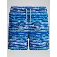 Speedo Boys Digi Printed 13 Inch Watershorts - Blue