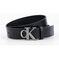 Calvin Klein Monogram Buckle Leather Belt - Black