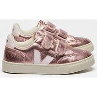 Veja Kids Small V-12 Leather Trainer- Pink