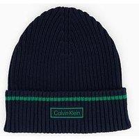 Calvin Klein Patch Rib Cotton Tipping Beanie - Green