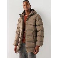 Calvin Klein Hooded Long Padded Coat - Brown