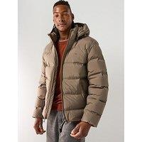Calvin Klein Hooded Quilted Puffer Jacket - Brown