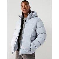 Calvin Klein Hooded Quilted Puffer Jacket - Light Grey