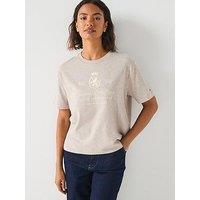 Tommy Hilfiger Varsity Crest Relax Short Sleeve T-Shirt - Beige