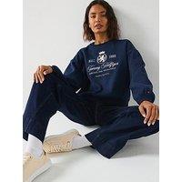 Tommy Hilfiger Varsity Crest Fleece Sweatshirt - Blue