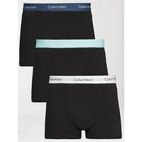 Calvin Klein Underwear 3 Pack Relaxed Dart Icon Cotton Stretch Trunks - Black