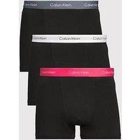 Calvin Klein Underwear 3 Pack Relaxed Dart Icon Cotton Stretch Trunks - Black