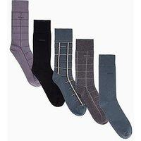 Boss Bodywear 5 Pack Check Crew Sock Gift Set - Grey