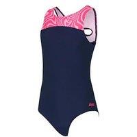 Zoggs Junior Girl'S Fever Heart Infinity Back Swimsuit - Navy