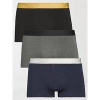 Boss Bodywear 3-Pack Contrast Metallic Monogram Waistband Trunk Gift Set - Multi