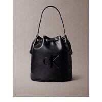 Calvin Klein Raised Ck Logo Large Bucket Bag - Black
