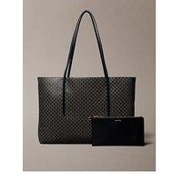 Calvin Klein Large Pouch Monogram Tote Bag - Brown