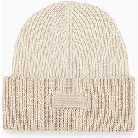 Calvin Klein Cashmere Mix Chunky Ribbed Beanie - White