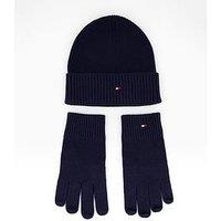 Tommy Hilfiger Th Flag Beanie Hat & Glove Gift Set - Dark Blue
