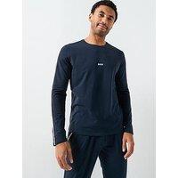 Boss Unique Global Stripe Taped Loungewear Long Sleeve T-Shirt - Navy