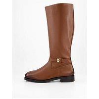 Tommy Hilfiger Buckle Detail Leather Long Boot - Brown