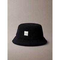 Calvin Klein Teddy Boucle Ck Patch Bucket Hat - Black
