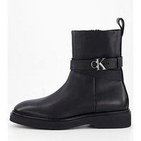 Calvin Klein Metal Logo Ankle Boot - Black