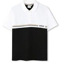 Boss Boys Colour Block Short Sleeve Polo Shirt - Black