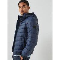 Boss Odenis Regular Fit Hooded Padded Jacket - Navy