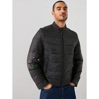 Boss Owand Regular Fit Padded Biker Jacket - Black