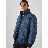 Boss Oshin Relaxed Fit Camo Quilted Jacket - Navy