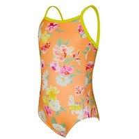 Zoggs Kids Girls Nirvana Yaroomba Floral Swimsuit - Orange