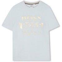 Boss Boys Multi Logo Short Sleeve T-Shirt - Light Blue