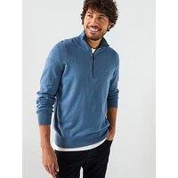 Boss Kanobix S Regular Fit 1/4 Zip Knitted Jumper - Blue