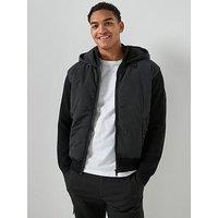 Boss Kigloo Relaxed Fit Nylon Trim Zip Through Hooded Knitted Jumper - Black