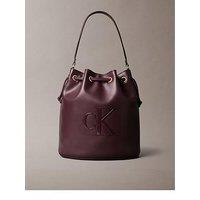 Calvin Klein Raised Ck Logo Large Bucket Bag - Brown