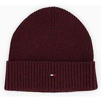 Tommy Hilfiger Pima Cotton Flag Beanie Hat - Dark Red