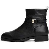 Tommy Hilfiger Buckle Detailed Leather Bootie - Black