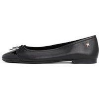 Tommy Hilfiger Patent Toe-Cap Leather Ballerina Shoe - Black