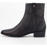 Tommy Hilfiger Leather Pointy Zip Boot - Black