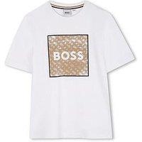 Boss Boys Square Logo Short Sleeve T-Shirt - White