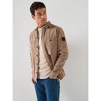 Boss Oversize Fit Garment Dye Overshirt - Dark Beige