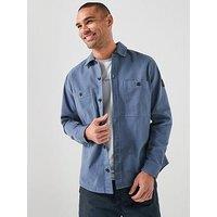 Boss Oversize Fit Garment Dye Overshirt - Blue