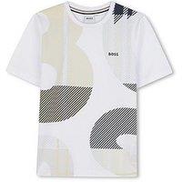 Boss Boys All Over Print Logo Short Sleeve T-Shirt - White