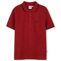 Boss Boys Short Sleeve Logo Polo Shirt - Dark Red