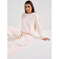 Calvin Klein Long Sleeve Quilted Sweatshirt - Cream