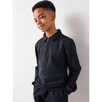 V By Very Boys Heavy Weight Collar Detail Zip Up Sweatshirt - Navy