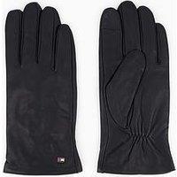 Tommy Hilfiger Essential Flag Leather Gloves - Black